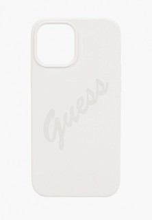 Чехол для iPhone Guess 12 Pro Max (6.7), Liquid silicone Script logo Cream