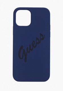 Чехол для iPhone Guess 12/12 Pro (6.1), Liquid silicone Script logo Dark blue
