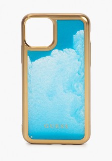 Чехол для iPhone Guess 11 Pro, Liquid glitter Glow in dark sand Gold/Blue