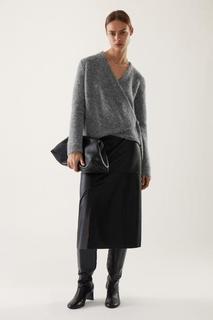 КАРДИГАН С ЗАПАХОМ ИЗ ШЕРСТИ С ДОБАВЛЕНИЕМ АЛЬПАКИ COS