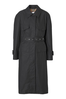 Черный плащ с накладными карманами Burberry