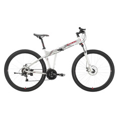 Велосипед STARK Cobra 29.2 D (2021), горный (взрослый), рама 18", колеса 29", серебристый/красный, 15.9кг [hd00000250]