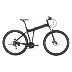 Велосипед STARK Cobra 29.2 HD (2021), горный (взрослый), рама 18", колеса 29", черный/голубой, 15.9кг [hd00000247]