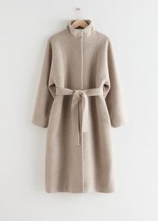 Пальто из переработанной шерсти с поясом & Other Stories