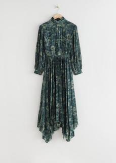 Асимметричное плиссированное платье миди с ремнем & Other Stories