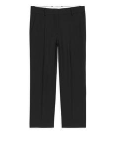Arket - Укороченные брюки из смесовой шерстяной ткани для женщин - Черный - Размер 38