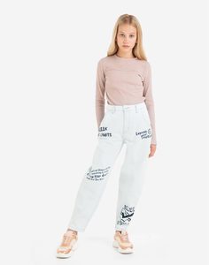 Джинсы Slouchy с надписями для девочки Gloria Jeans