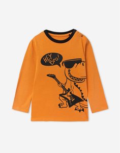 Оранжевый лонгслив с динозавром для мальчика Gloria Jeans