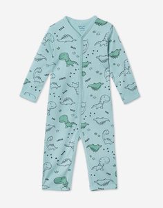 Мятный комбинезон с динозаврами для малыша Gloria Jeans