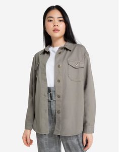 Серая рубашка oversize с карманами Gloria Jeans