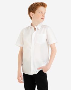 Белая рубашка с коротким рукавом и карманом для мальчика Gloria Jeans