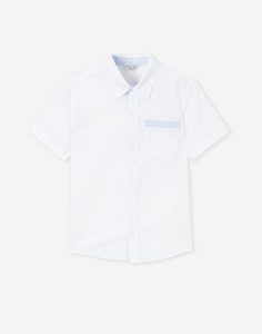 Белая рубашка с коротким рукавом и карманом для мальчика Gloria Jeans