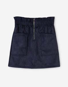 Синяя юбка-трапеция из экозамши для девочки Gloria Jeans