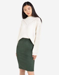 Зелёная юбка-карандаш из экозамши Gloria Jeans