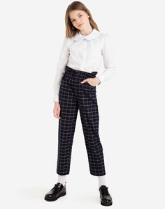 Белая рубашка с круглым воротником для девочки Gloria Jeans