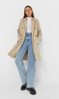 Stradivarius Базовый Тренч Из Непромокаемой Ткани Бежевый Средний M