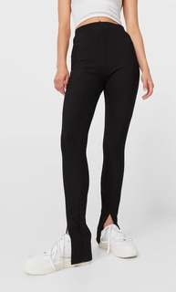 Stradivarius Базовые Легинсы Из Трикотажа Оттоман Черный M