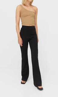 Stradivarius Однотонные Трикотажные Брюки Клеш Черный Xl