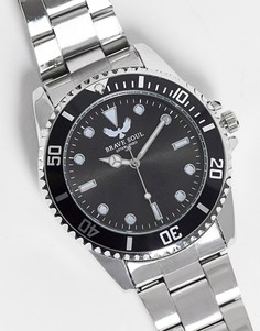 Мужские серебристые часы с черным циферблатом Brave Soul-Серебристый