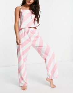 Пижамный комплект из майки и брюк в карамельную полоску Wednesdays Girl-Розовый цвет