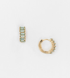 Позолоченные серьги-кольца с зелеными камнями Reclaimed Vintage inspired-Золотой