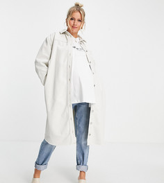 Белое джинсовое платье-рубашка в стиле oversized Topshop Maternity-Белый