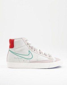 Светло-бежевые кроссовки с синей отделкой Nike Blazer Mid 77 SE S50-Светло-бежевый цвет