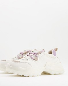 Кроссовки белого и бежевого цвета с контрастными шнурками NA-KD-Белый