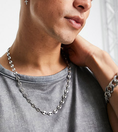 Серебристое ожерелье со звеньями в виде пятачков Reclaimed Vintage Inspired-Серебристый