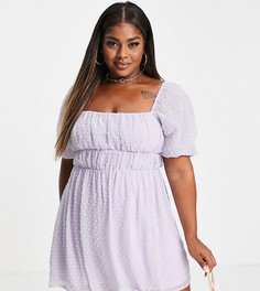 Сиреневое платье мини из ткани добби с квадратным вырезом Missguided Plus-Фиолетовый цвет