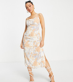 Платье-комбинация мидакси с завязками на спине и абстрактным принтом Missguided Petite-Белый