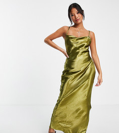 Платье макси со шнуровкой на спинке ASOS DESIGN petite-Зеленый цвет