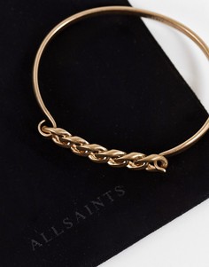 Золотистый браслет-бэнгл с цепочкой из латуни AllSaints