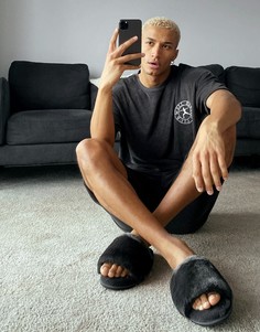 Слиперы из искусственного меха темно-серого цвета ASOS DESIGN-Серый