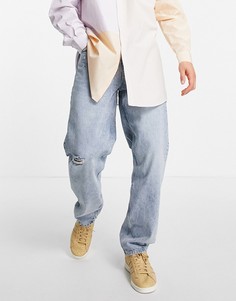 Выбеленные в стиле 90-х светлые мешковатые джинсы с потертостями ASOS DESIGN-Голубой