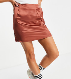 Атласная мини-юбка шоколадного цвета от комплекта Missguided-Коричневый цвет