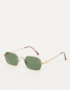 Круглые маленькие солнцезащитные очки унисекс в золотистой оправе AJ Morgan Micro-Золотистый