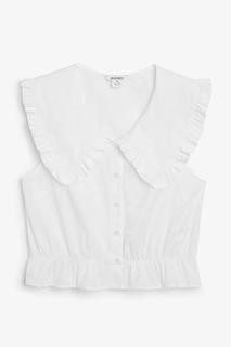 Укороченная блуза с воротником с рюшами Monki