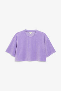 Велюровый укороченный топ в рубчик Monki