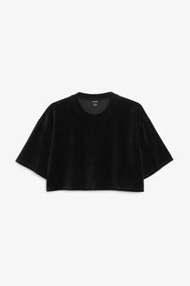Велюровый укороченный топ в рубчик Monki