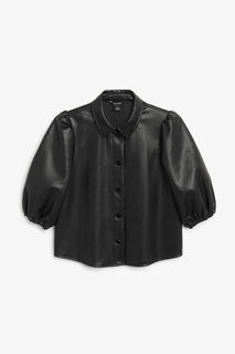 Блузка из искусственной кожи с объемными рукавами Monki