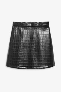 Мини-юбка из искусственной крокодиловой кожи Monki