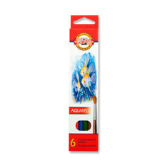 Упаковка карандашей цветных акварельных Koh-i-Noor Fish 3715 3715006004KSRU, шестигранные, дерево, 6 цв., коробка картонная
