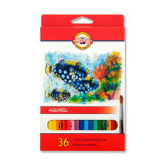 Упаковка карандашей цветных акварельных KOH-I-NOOR Fish 3719 3719036004KSRU, шестигранные, дерево, 36 цв., коробка картонная