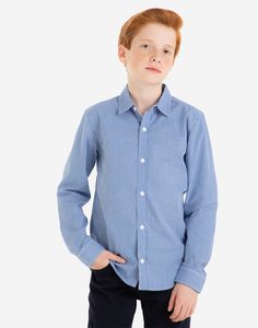 Синяя рубашка в клетку для мальчика Gloria Jeans