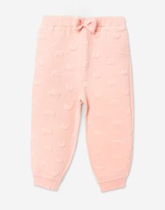 Розовые брюки-джоггеры с рельефным принтом для девочки Gloria Jeans