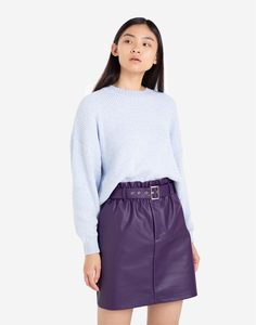 Фиолетовая юбка мини из экокожи Gloria Jeans