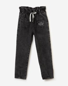 Серые джинсы Straight с вышивкой для девочки Gloria Jeans