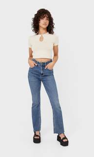Stradivarius Рубашка Из Эластичной Ткани С Декоративным Вырезом Multicolor Xl
