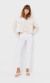 Stradivarius Джинсовая Куртка В Стиле Пэчворк Ванильный Xs